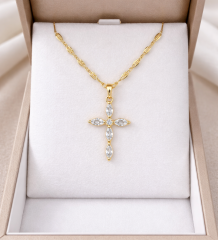 cruz oro en chapado 18k