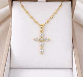 cruz oro en chapado 18k