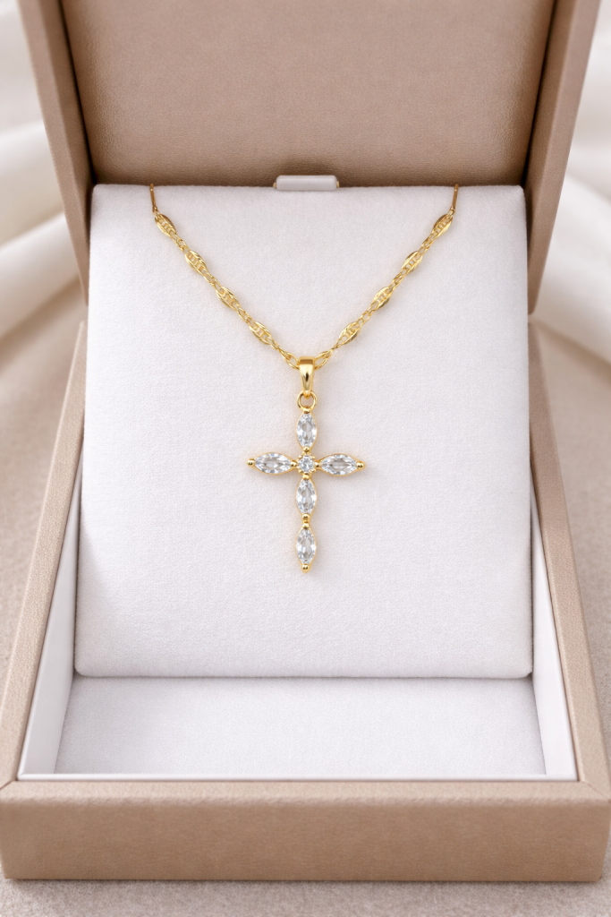 cruz oro en chapado 18k